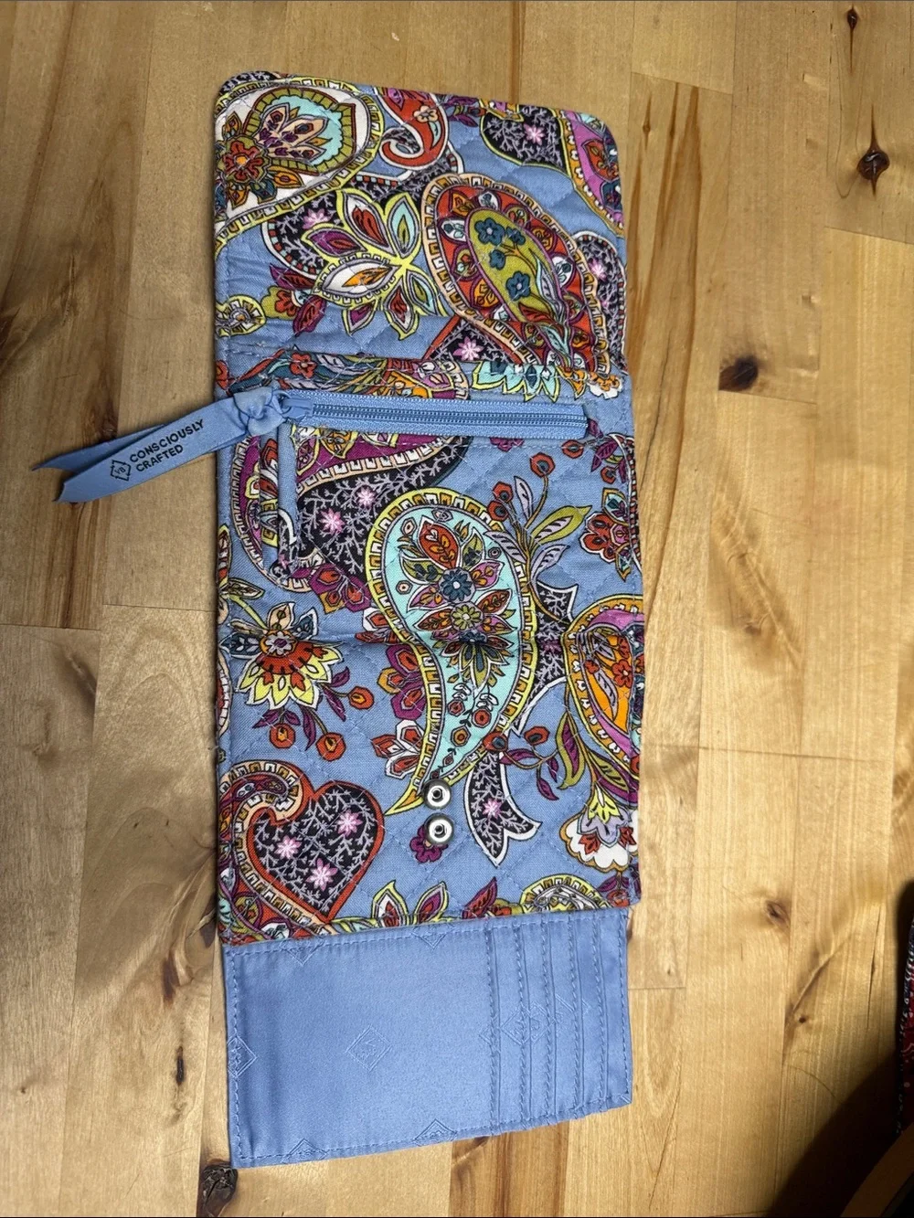 Vera Bradley Quilted Fold-Over Wallet in Blue Paisley Multicolor - Picture 4 of 4